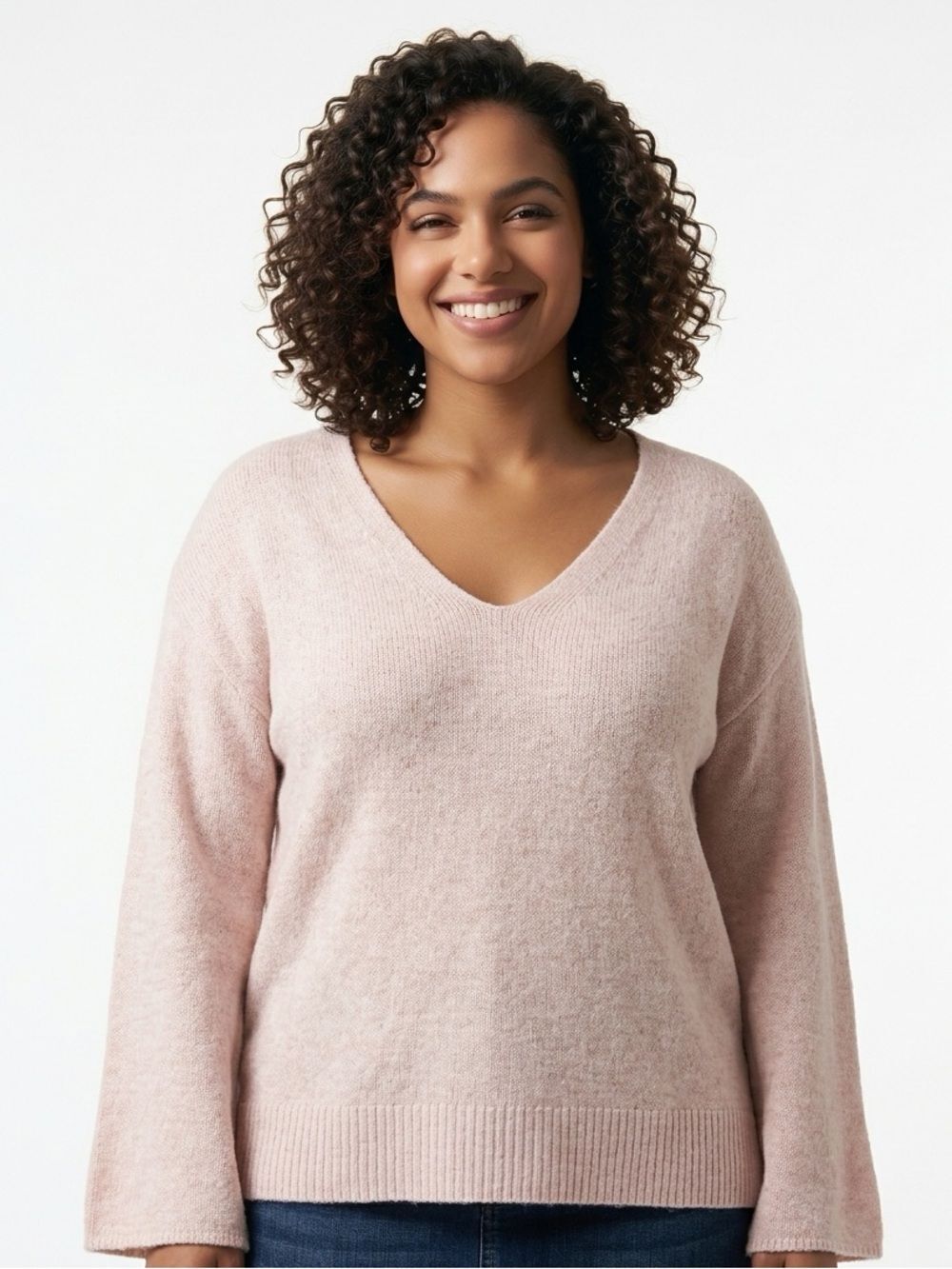 EXPRESS | Blush Pink V-Neck Tunic Length Sweater Oversized Women’s Size Medium